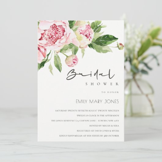 Invitation Fête des mariées d'aquarelle à pigmentation douce (Debout devant)