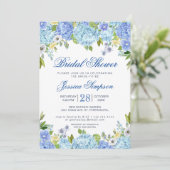 Invitation Fête des mariées d'aquarelle bleu clair Hydrangea (Debout devant)