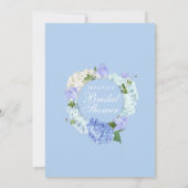 Invitation Fête des mariées d'aquarelle bleu clair Hydrangea (Dos)