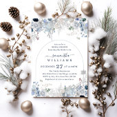 Invitation Fête des mariées d'aquarelle bleu Fleur d'hiver