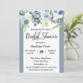 Invitation Fête des mariées d'aquarelle bleu foncé (Debout devant)