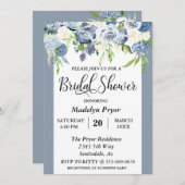 Invitation Fête des mariées d'aquarelle bleu foncé (Devant / Derrière)