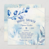 Invitation Fête des mariées d'aquarelle bleu foncé (Devant / Derrière)