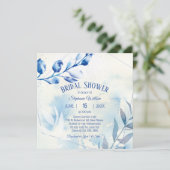 Invitation Fête des mariées d'aquarelle bleu foncé (Debout devant)