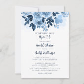 Invitation Fête des mariées d'aquarelle bleu foncé (Devant)