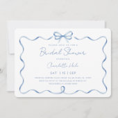 Invitation Fête des mariées d'aquarelle bleu foncé (Devant)