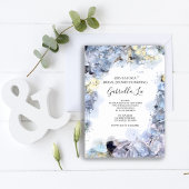 Invitation Fête des mariées d'aquarelle bleu Hydrangea Fleurs