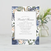 Invitation Fête des mariées d'aquarelle bleu marine (Debout devant)