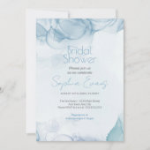 Invitation Fête des mariées d'aquarelle bleu moderne (Devant)