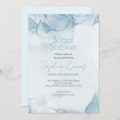 Invitation Fête des mariées d'aquarelle bleu moderne (Devant / Derrière)