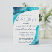 Invitation Fête des mariées d'aquarelle bleu océan (Debout devant)