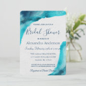 Invitation Fête des mariées d'aquarelle bleu océan (Debout devant)
