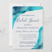 Invitation Fête des mariées d'aquarelle bleu océan (Devant)