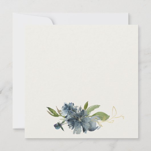 Invitation Fête des mariées d'aquarelle bleu or vert (Dos)