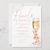 Invitation Fête des mariées d'aquarelle bleu perles et Prosec (Devant)