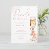 Invitation Fête des mariées d'aquarelle bleu perles et Prosec (Debout devant)