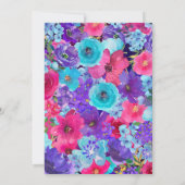 Invitation Fête des mariées d'aquarelle bleu rose gras (Dos)