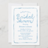 Invitation Fête des mariées d'aquarelle bleu simple dessinée  (Devant)