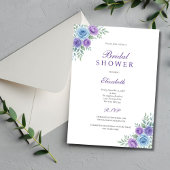 Invitation Fête des mariées d'aquarelle bleu violet