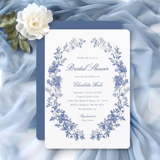 Invitation Fête des mariées d'aquarelle bleue