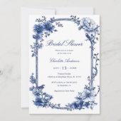 Invitation Fête des mariées d'aquarelle bleue (Devant)