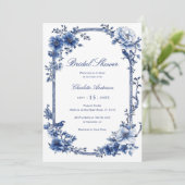 Invitation Fête des mariées d'aquarelle bleue (Debout devant)