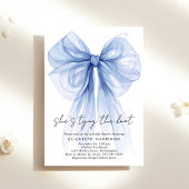 Invitation Fête des mariées d'aquarelle Blue Coquette Bow