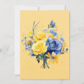Invitation Fête des mariées d'aquarelle Blue Yellow Peony (Dos)