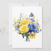 Invitation Fête des mariées d'aquarelle Blue Yellow Peony (Dos)