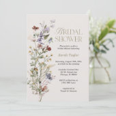 Invitation Fête des mariées d'aquarelle Boho Fleur sauvage (Debout devant)