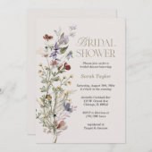 Invitation Fête des mariées d'aquarelle Boho Fleur sauvage (Devant / Derrière)