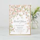 Invitation Fête des mariées d'aquarelle botanique rose (Debout devant)
