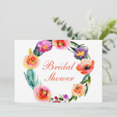 Invitation Fête des mariées d'aquarelle brillante gras fleuri (Debout devant)