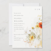 Invitation Fête des mariées d'aquarelle Citrouille fleur sauv (Devant)