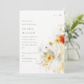 Invitation Fête des mariées d'aquarelle Citrouille fleur sauv (Debout devant)