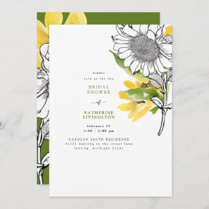 Invitation Fête des mariées d'aquarelle Combo Sunflower