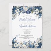 Invitation Fête des mariées d'aquarelle couleur bleu bleu cla (Devant)