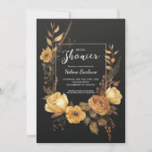 Invitation Fête des mariées d'aquarelle couleur or noir (Devant)