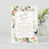 Invitation Fête des mariées d'aquarelle couleur or rose (Debout devant)