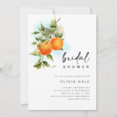 Invitation Fête des mariées d'aquarelle d'agrumes orange (Devant)