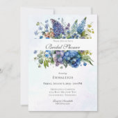 Invitation Fête des mariées d'aquarelle de Bohême bleu violet (Devant)