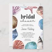 Invitation Fête des mariées d'aquarelle de coquillage (Devant)