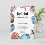 Invitation Fête des mariées d'aquarelle de coquillage (Debout devant)