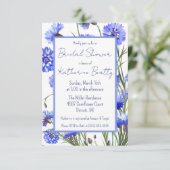 Invitation Fête des mariées d'aquarelle de Cornflower bleu (Debout devant)