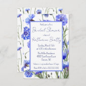 Invitation Fête des mariées d'aquarelle de Cornflower bleu (Devant / Derrière)