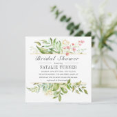 Invitation Fête des mariées d'aquarelle de feuillage vert sau (Debout devant)