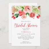 Invitation Fête des mariées d'aquarelle de fruits rose modern (Devant / Derrière)