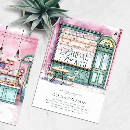 Invitation Fête des mariées d'aquarelle de la boulangerie