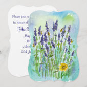 Invitation Fête des mariées d'aquarelle de la lavande d'abeil (Devant / Derrière)