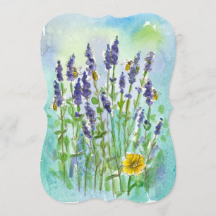 Invitation Fête des mariées d'aquarelle de la lavande d'abeil